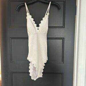 White scalloped one piece